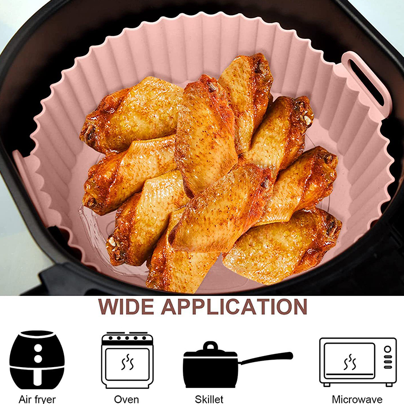 Airfryer-cesta de silicona reutilizable para horno, bandeja para hornear, molde de silicona para freidora de aire, Pizza, pollo frito, cesta, accesorios para freidora de aire