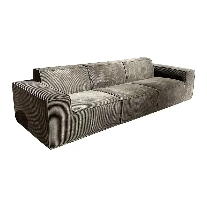 Compressed Sofa Fabric Vacuum Corduroy Tofu Block Sofa Combination Full Sponge Shaped Straight Sofa High Resilience Sponge