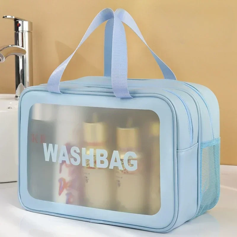 Nueva bolsa de aseo gruesa con partición de separación húmeda y seca, bolsa de almacenamiento de cosméticos portátil de doble capa para viajes, playa, baño en piscina