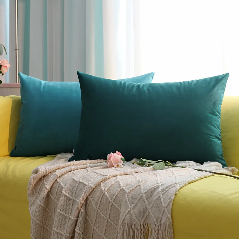 Cores doces 30x50 capa de almofada para sofá sala estar ultra macio veludo fronha quarto decoração casa simples lance fronha