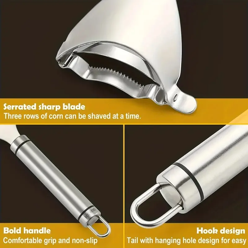 Multi-Function Paring Knife with Manual Corn Sheller - Stainless Steel Melon and Fruit Planer Potato Peeler and Vegetable Tool