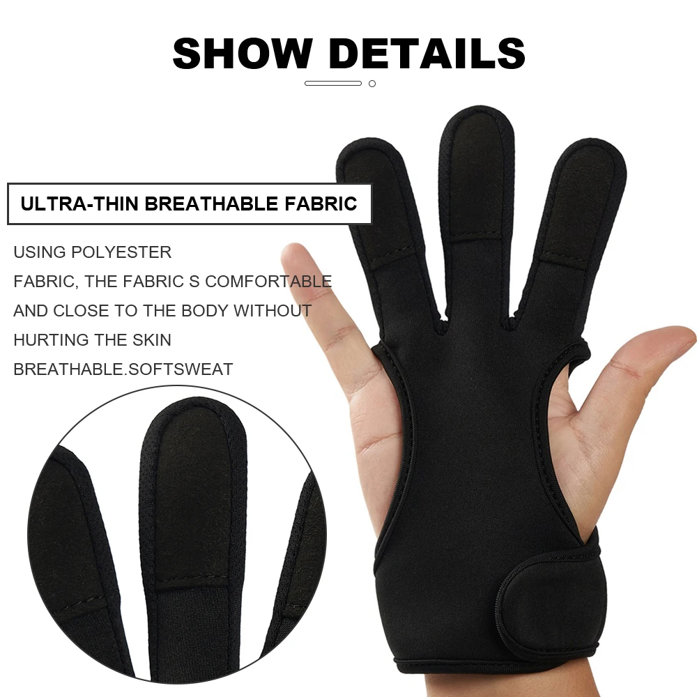 Protector de tiro con arco, guantes de neopreno para tiro con la yema del dedo, antideslizantes, transpirables, Protector de dedos para caza de 3 dedos, accesorio de caza
