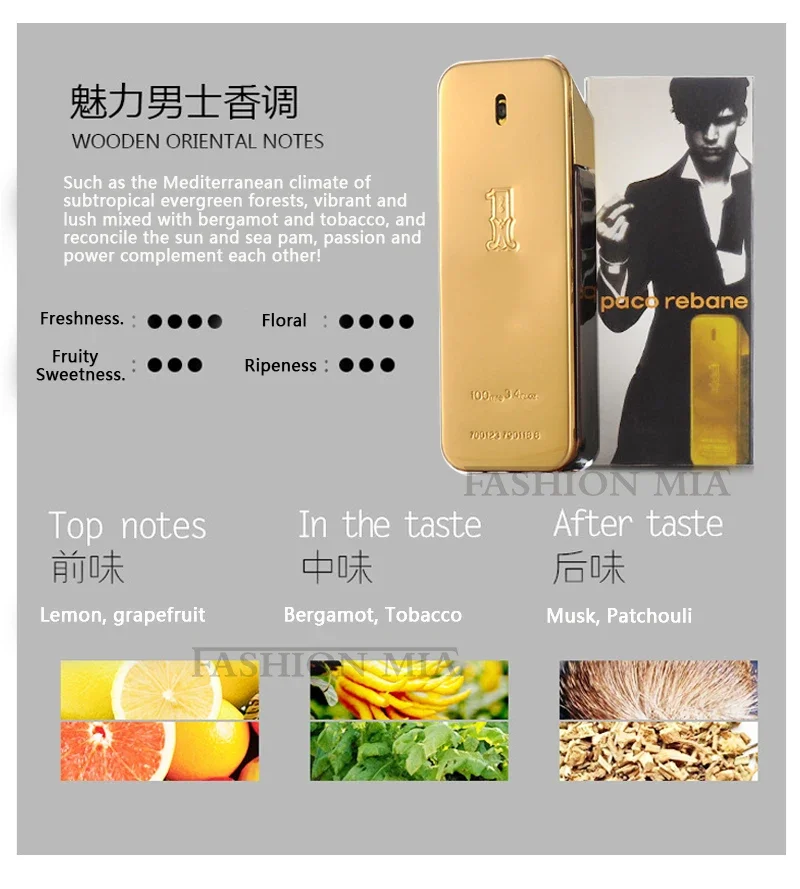 100 ml Original Million Gold Herrenparfüm Duft Pheromon Spray Köln Parfüm Männliche langanhaltende Körperparfums für Damen