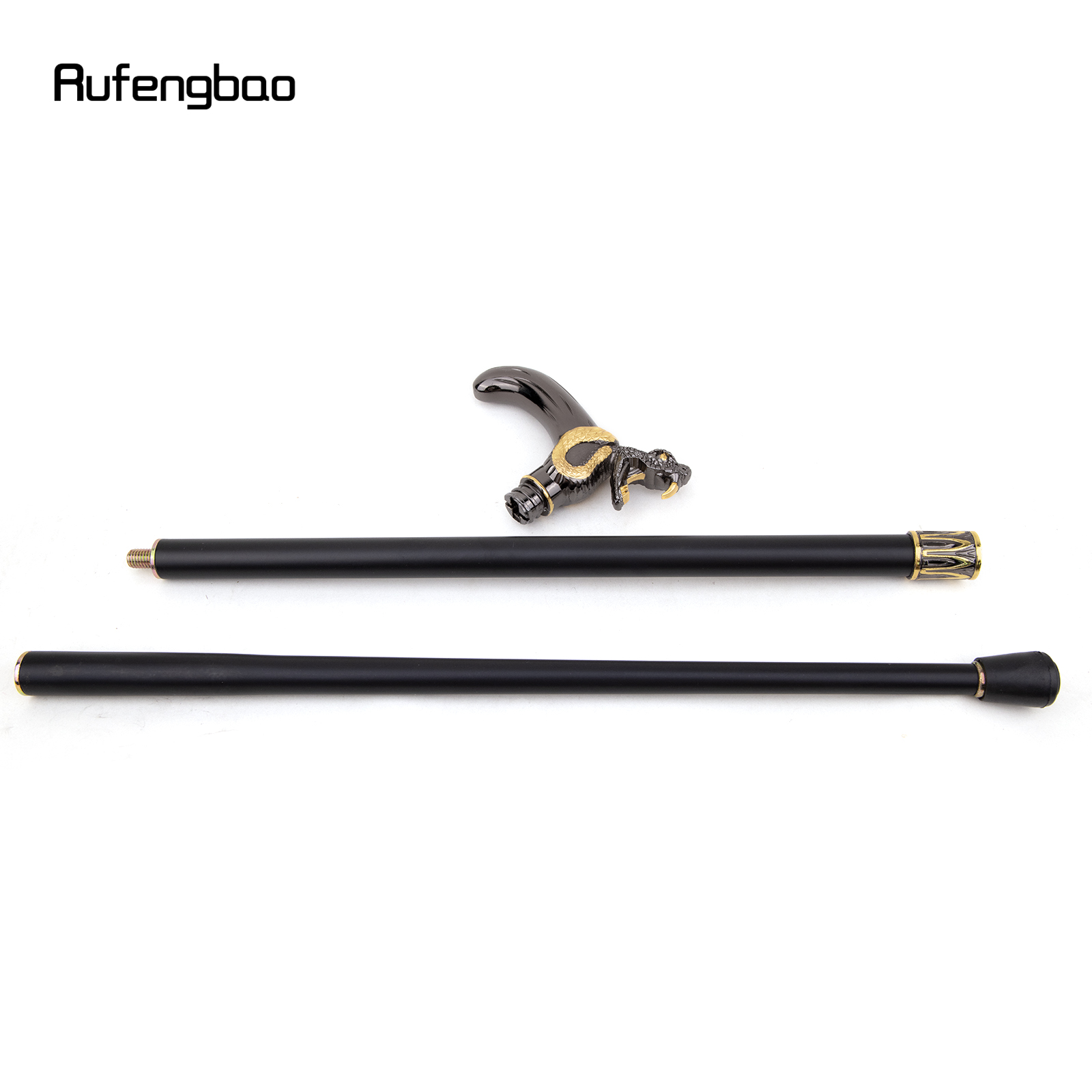 Golden สีดําหัวงูกัดเดิน Cane แฟชั่นตกแต่งเดิน Stick สุภาพบุรุษ Elegant คอสเพลย์ Cane KNOB Crosier 93 ซม