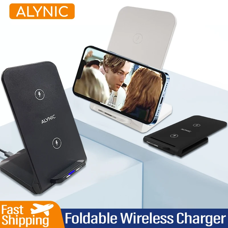 Foldable Fast Wireless Charger Stand Pad for iPhone 16 15 14 Samsung Xiaomi Phone Chargers Induction Fast Charging Dock Station