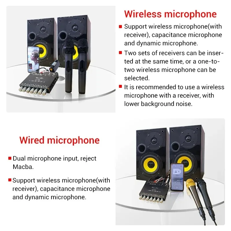 TPA3116D2 Amplificateur stéréo audio numérique Bluetooth 2.1 avec connexion microphone Caisson de basses 50 + 50 + 100 W AMP – ZK-AM100