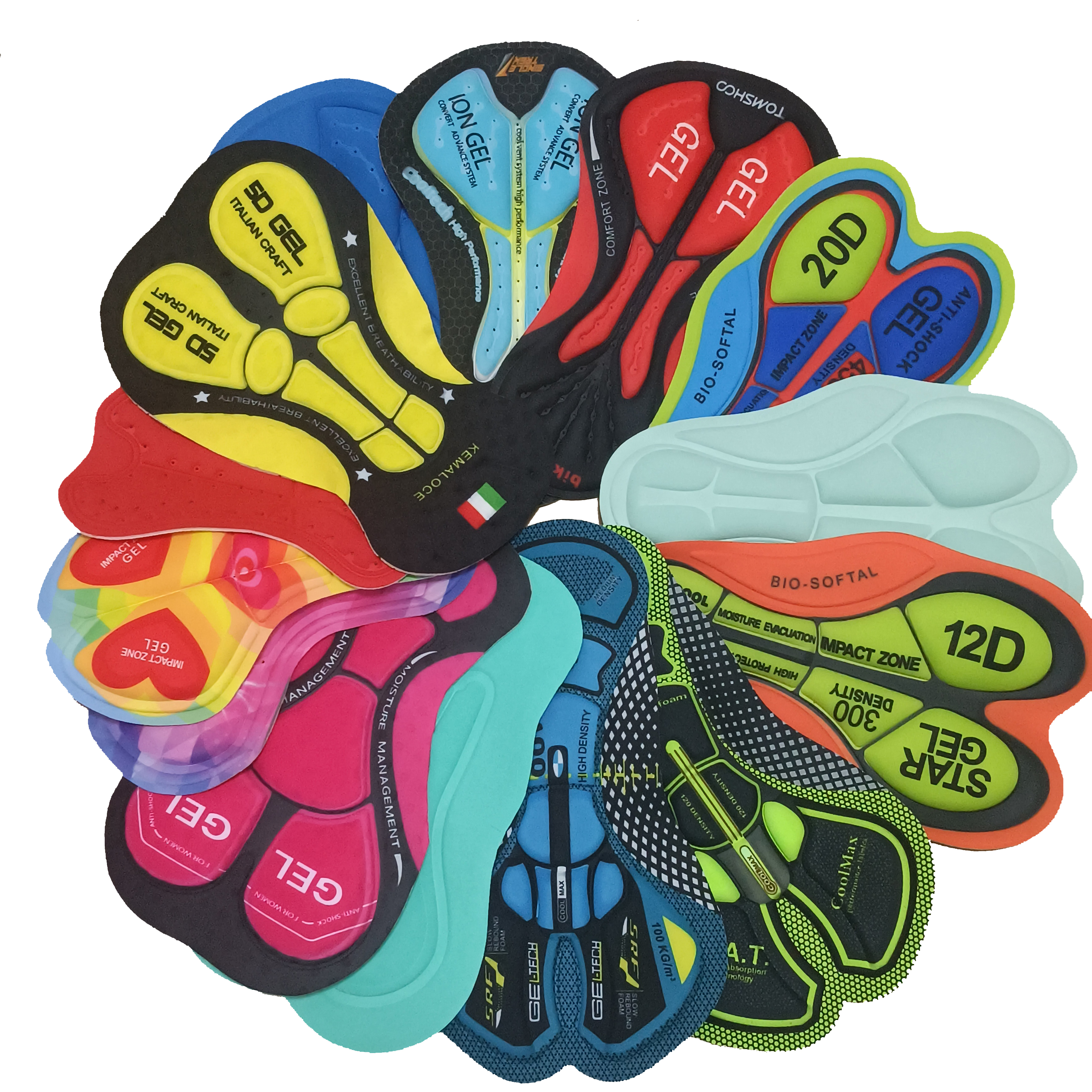 KEMALOCE-almohadilla de ciclismo para hombre y mujer, cojín de Gel 5D, 12D, almohadilla transpirable de silicona y espuma a prueba de golpes para paseo largo