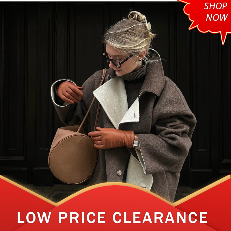 Lässige einfarbige Revers Damen Woll mantel einreihige Tasche lang ärmel ige lose Jacke Herbst High Street Chic Oberbekleidung