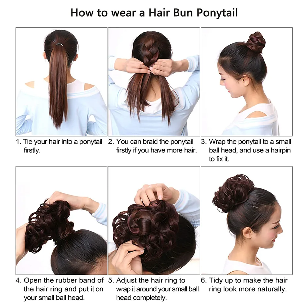 Tổng Hợp Tóc Búi Tóc Giả Tặng Lượn Sóng Cao Su Đàn Hồi Scrunchie Tóc Miếng Nữ Đuôi Ngựa Tóc Xoăn Bọc