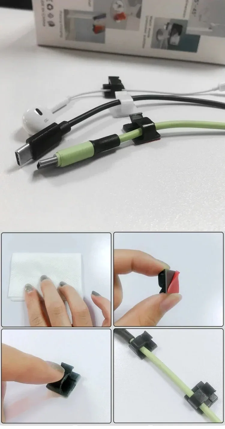 คลิปหนีบสายเคเบิลแบบยึดติดเอง รุ่น R-Type สำหรับจัดเก็บสายดาต้า ใช้ได้กับรถยนต์ โต๊ะทำงาน อุปกรณ์สำนักงาน อุปกรณ์ยึดสายเคเบิลอเนกประสงค์ สำหรับสายไฟ 20-40 ชิ้น