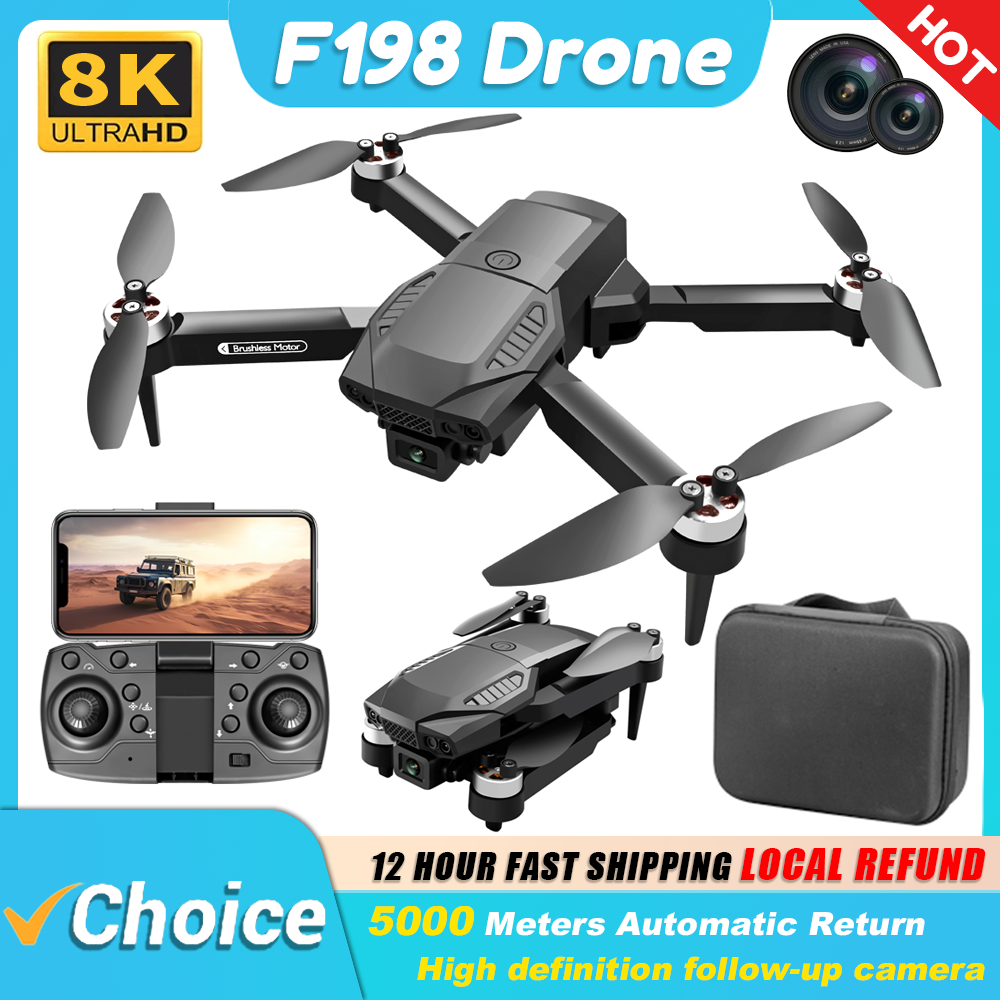 Clearance_New F198 Drone profesional Cámara Dual con 1080P WIFI FPV HD fotografía aérea gran angular sin escobillas RC plegable Qua