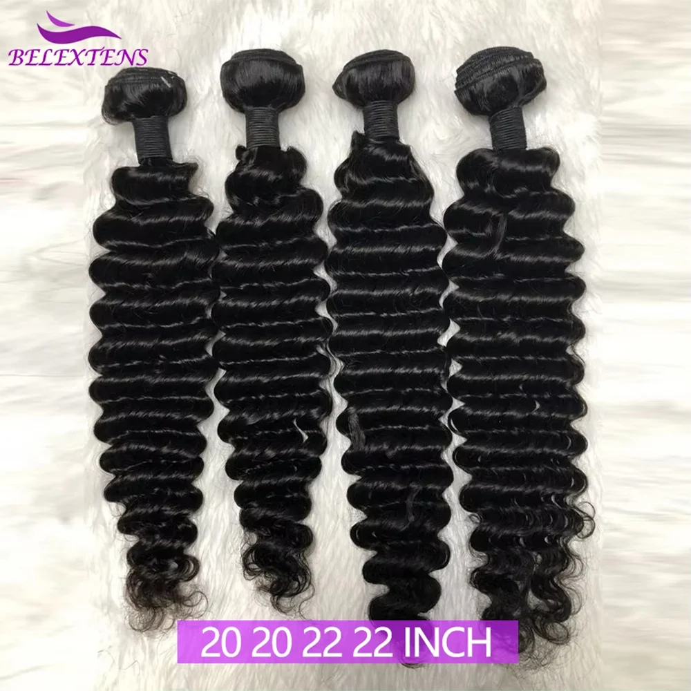 Fasci di capelli umani a onde profonde con chiusura 4x4 fasci di onde profonde fasci di capelli umani e chiusura completa e morbida consegna 3-7 giorni