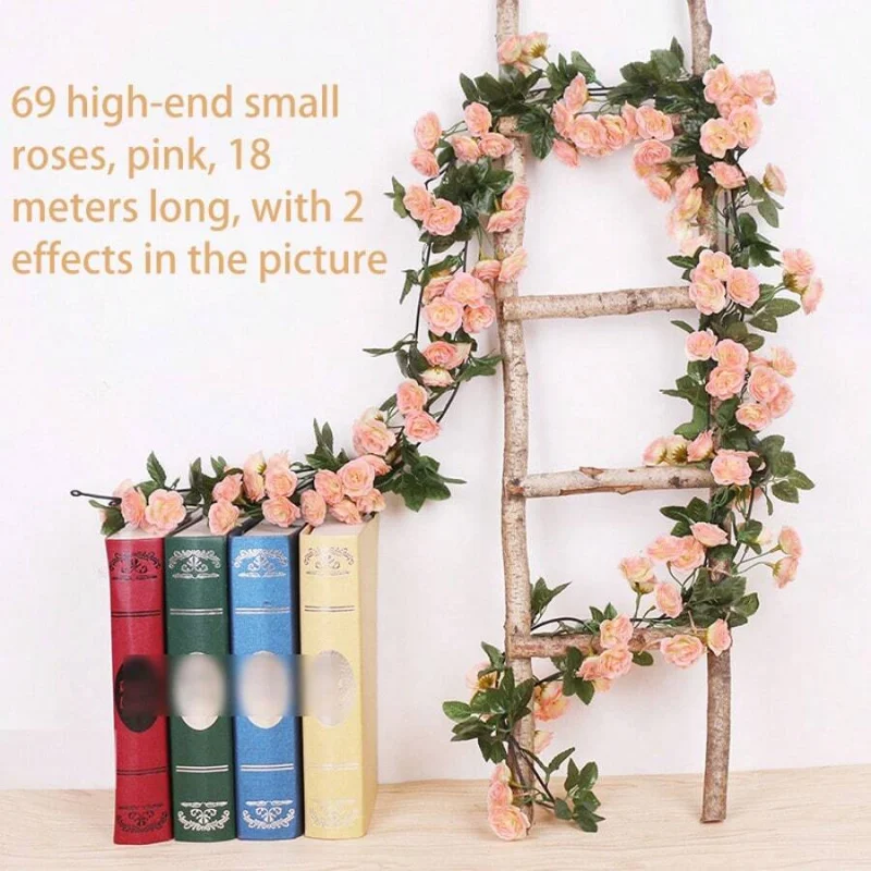 2.5m 1.8m Rosa Fiore Artificiale Vite Per La Ghirlanda di Nozze Bianco Rosa Casa Camera Decorazione di Nozze Seta Artificiale Rosa Vite