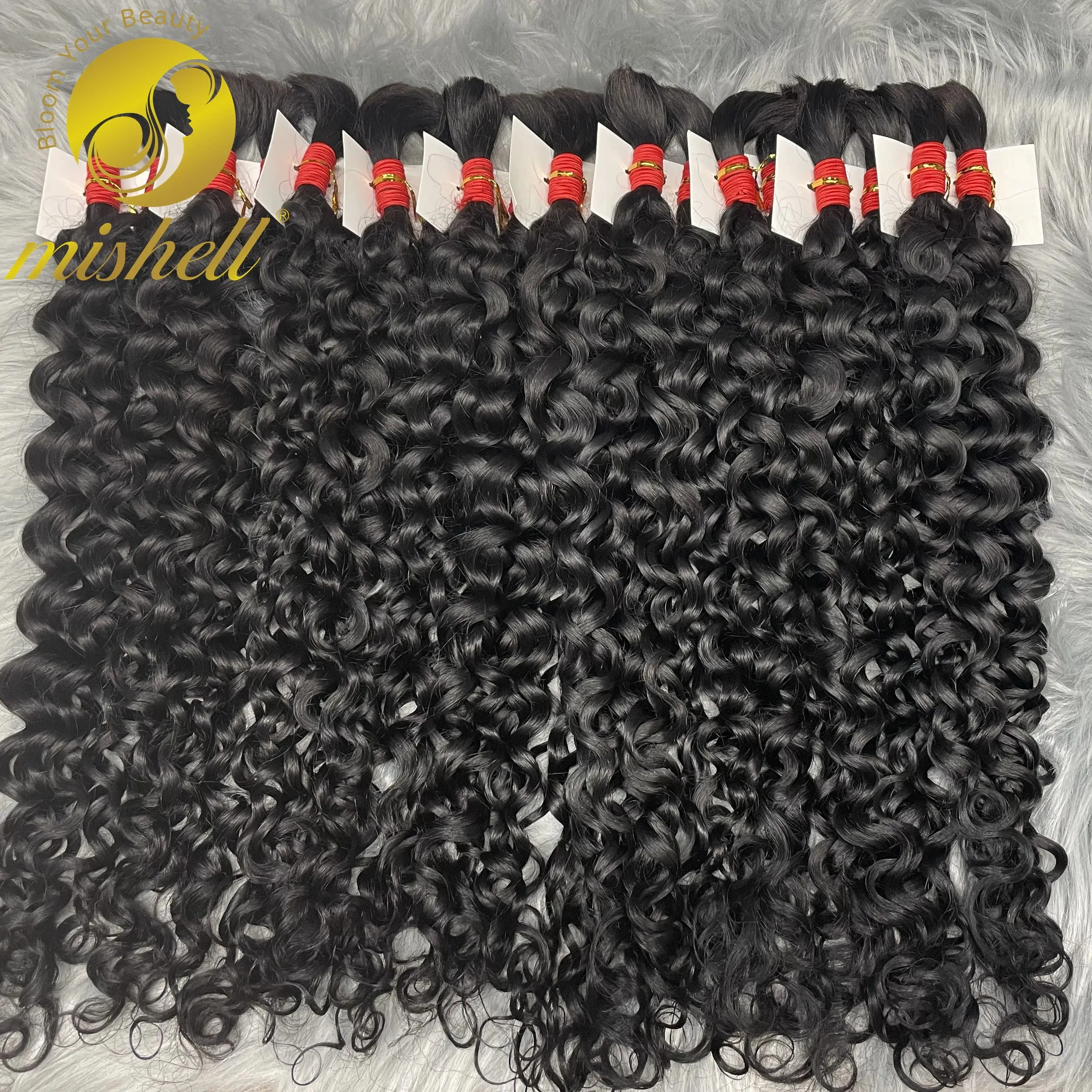 26 28 polegada onda de água trança cabelo humano em massa sem trama encaracolado trança extensões de cabelo humano em massa extremidades completas para tranças boho