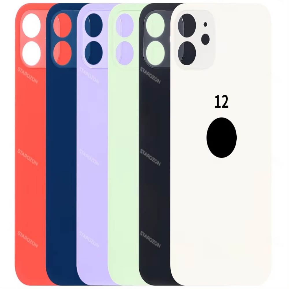Zurück Glas + 3M Kleber Für IPhone 12 -12 Mini Zurück Abdeckung Glas Schnelle Ersatz Gehäuse Batterie Abdeckung große Loch Hinten Glas