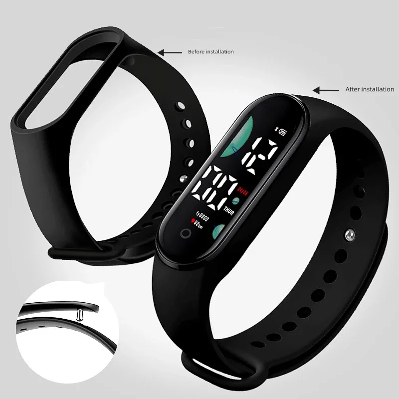 กีฬานาฬิกาอิเล็กทรอนิกส์ LED นาฬิกาข้อมือดิจิตอลสําหรับผู้หญิงแฟชั่นสบายๆซิลิโคน Touch สร้อยข้อมือกันน้ํานาฬิกา