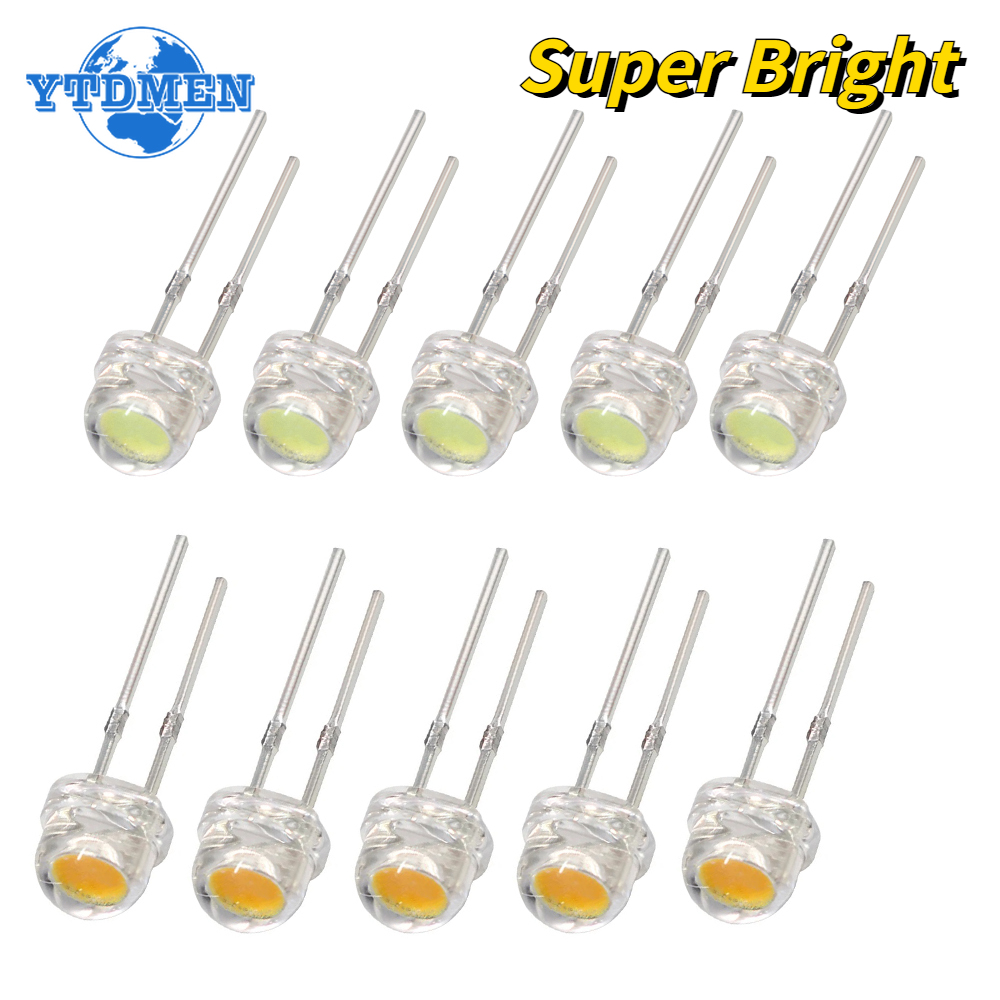 100 Uds diodo LED F5 sombrero de paja superbrillante LED 5mm diodos emisores de luz azul verde rojo amarillo blanco, para electrónica DIY