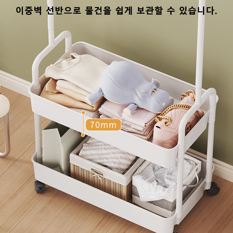 Simple Clothes Rack Clothesline Ground Mounted Wheeled Mobile Hanger Multi Functional Living Room Bedroom Storage Rack Coat Rack
