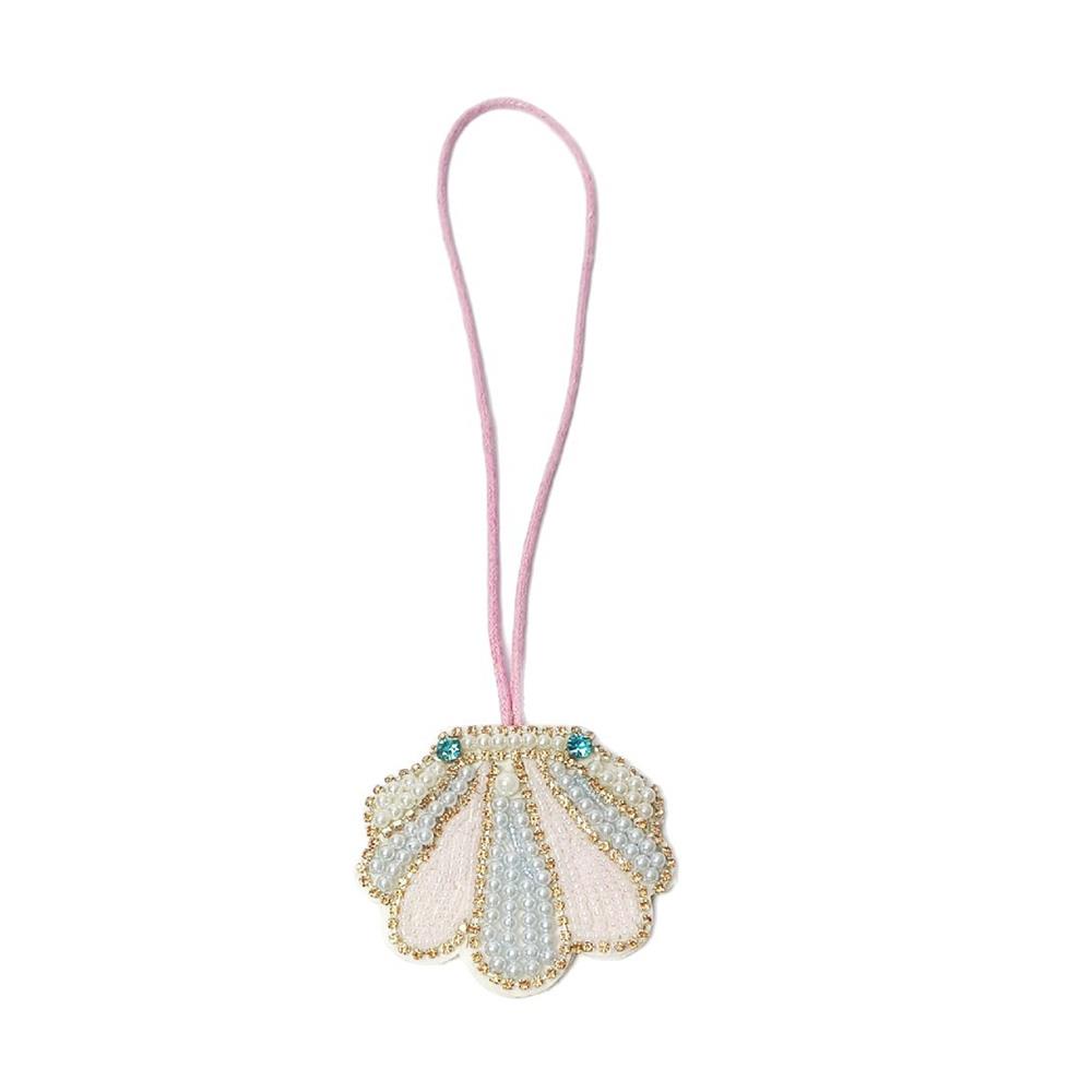 LLavero de cuerda colgante de ballena, árbol de coco, estrella de mar, parches de cuentas de diamantes de imitación hechos a mano en 3d, bolsa de cristal, cordón, decoración colgante