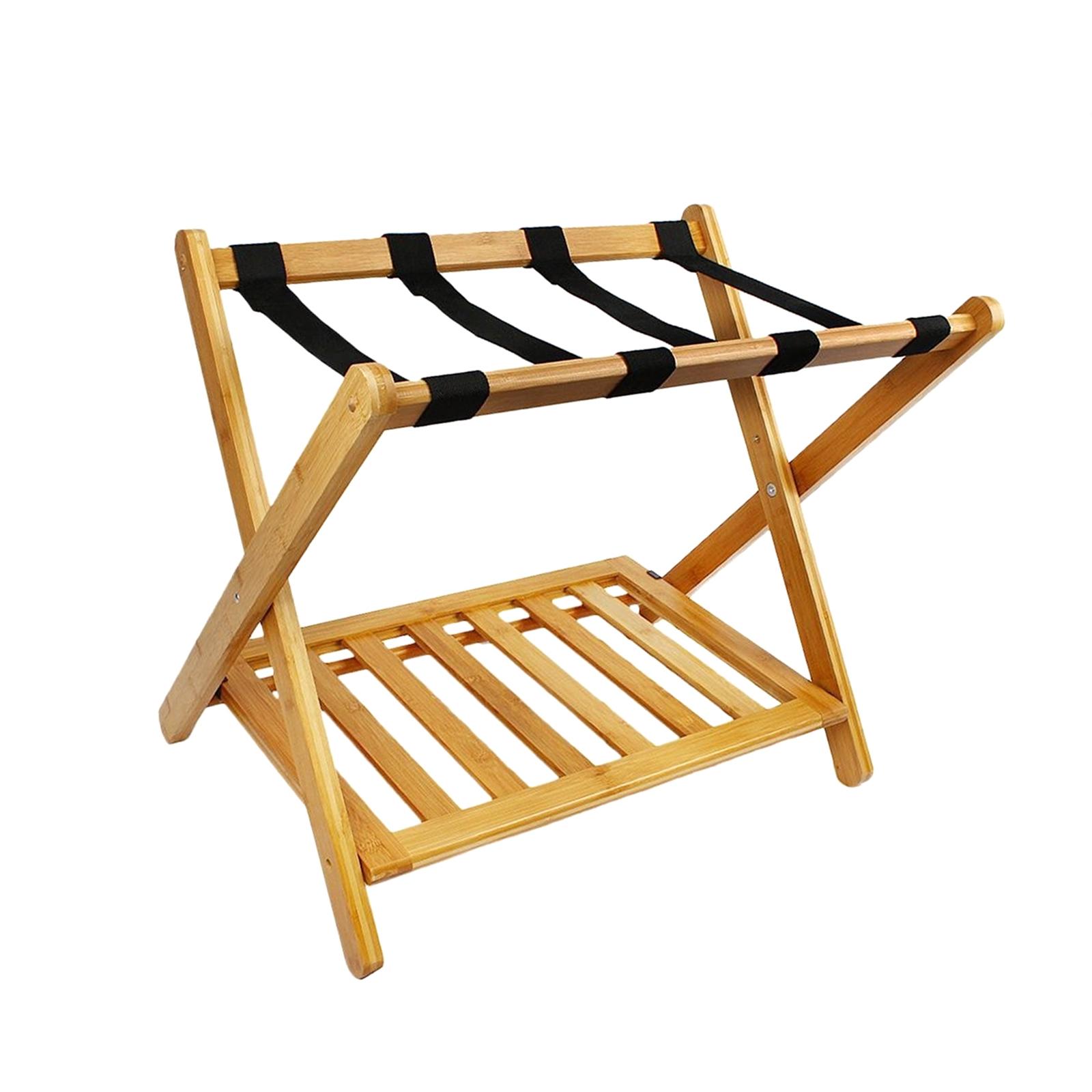 頑丈なポータブルラゲッジラック、折りたたみ式、厚みのあるオーガナイザー、2段の棚、スーツケース、ゲストルーム、ホテル、寝室に適合