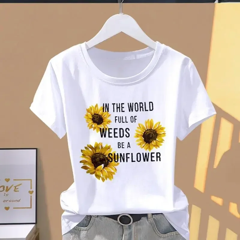 90s Y2k 女性プリント花スポーツファッションカジュアル爆発半袖 Tシャツグラフィック Tシャツ女性服 Tシャツ