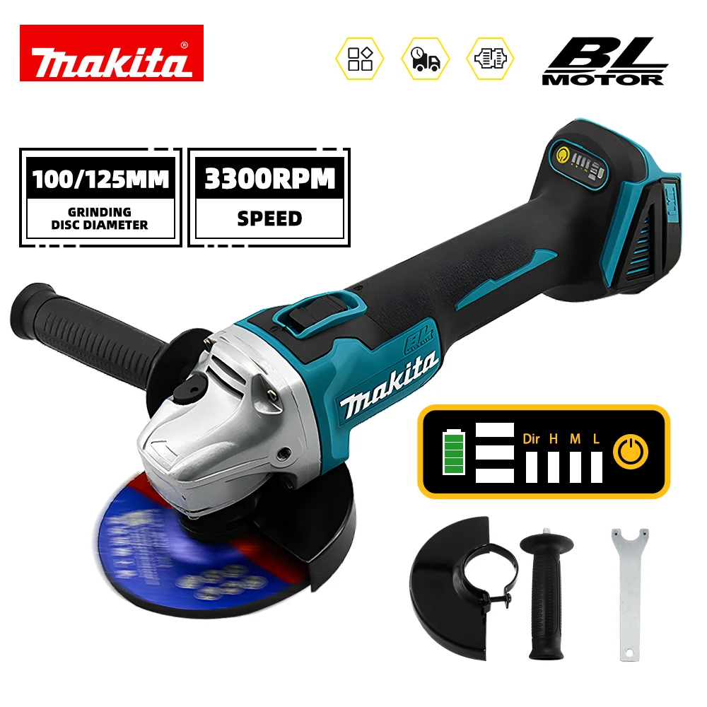 Makita DGA404 Electric Angle Grinder  Polishing  Machine 100/125MM Variable Speed Brushless 18V Battery  Cutting Electric Tools