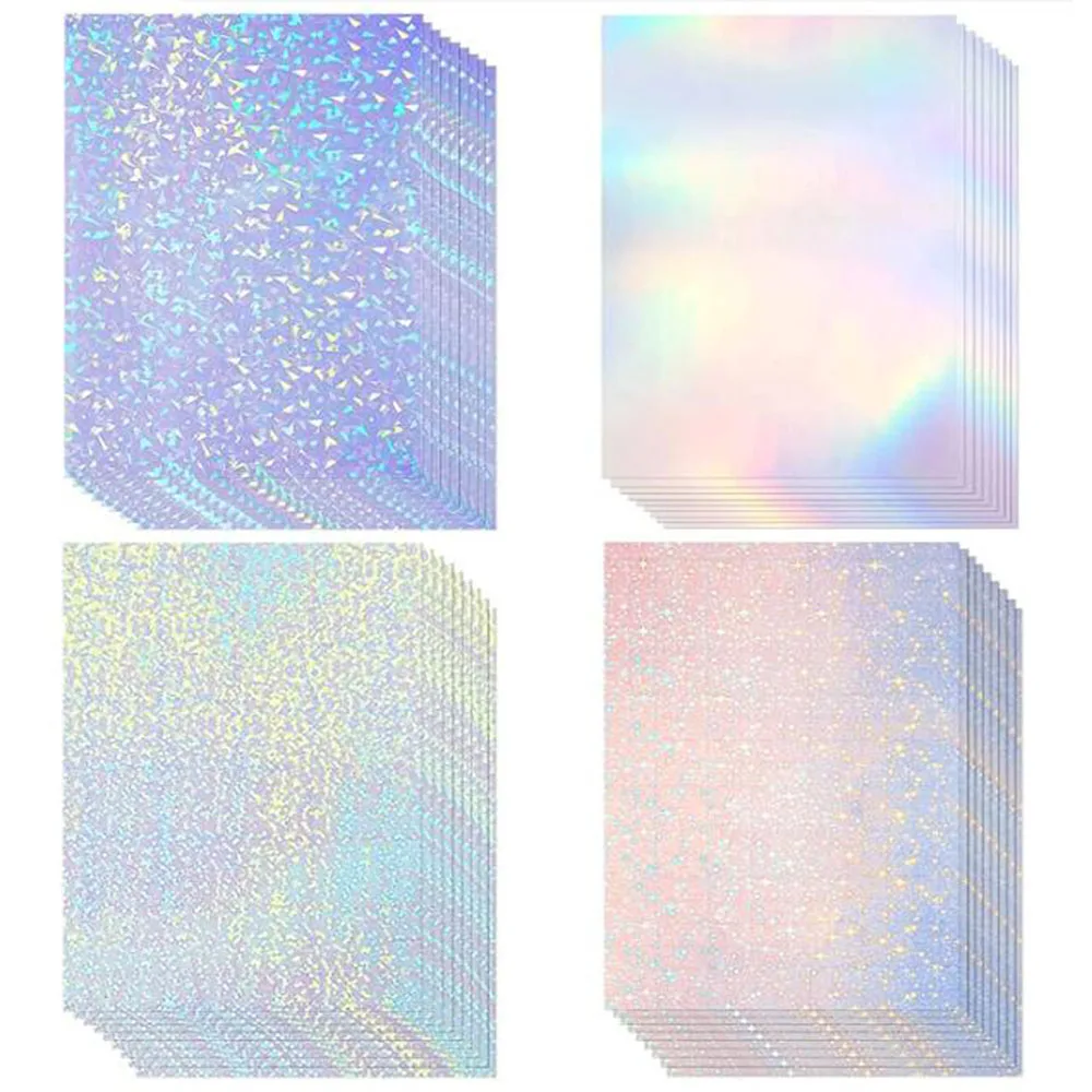 Adesivi in vinile impermeabili autoadesivi laser glitter olografici Dimensioni A4 Sovrapposizione Foto Decorazioni per laptop Windows Set da 10 pezzi