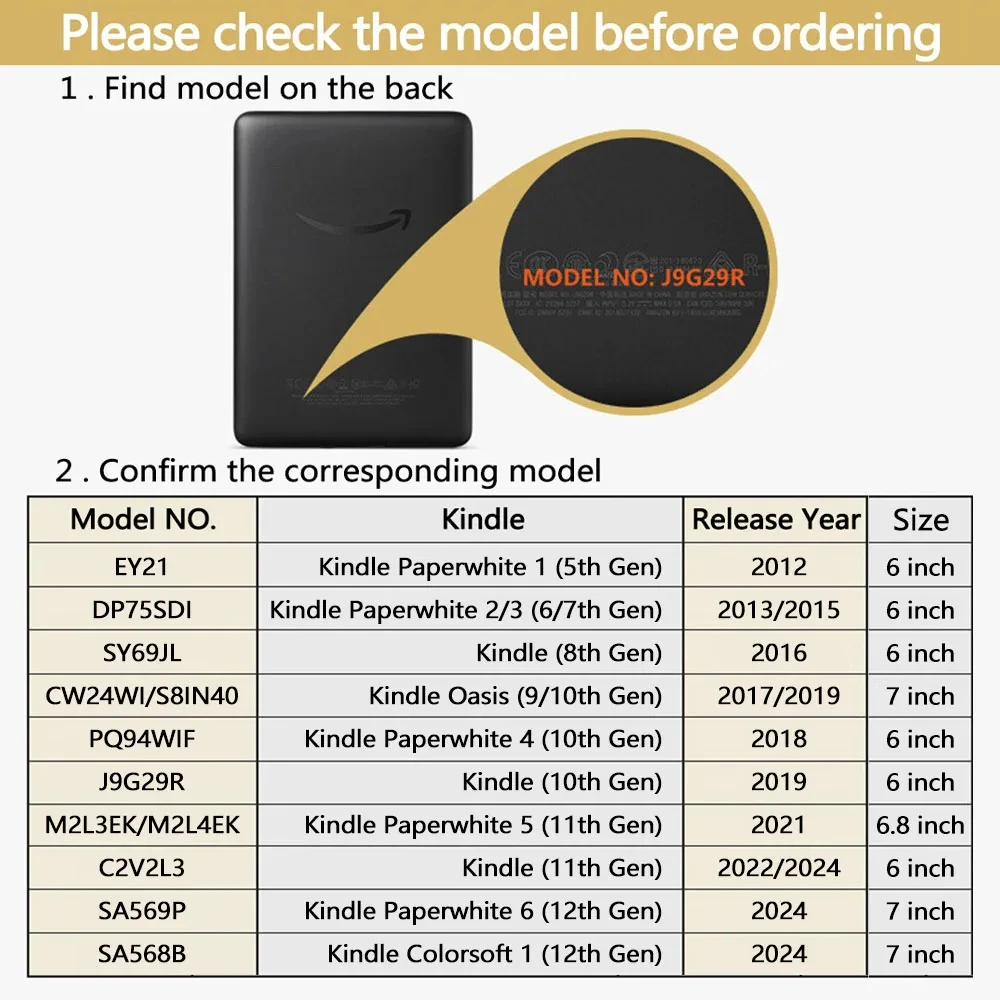 Smart Case voor Kindle Paperwhite 1 2 3 4 5 6 7 8 9 10e 11e 12e generatie 2024 7 "6'' 6.8 Inch 2022 2021 Acryl Achterkant