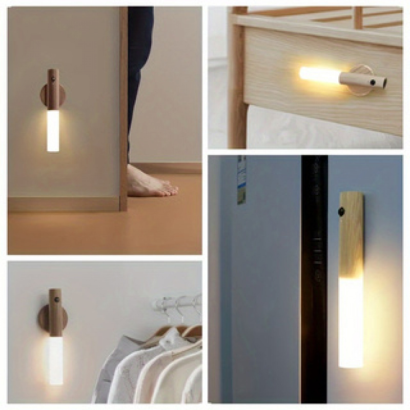 Luz LED nocturna con Sensor de movimiento inteligente, recargable, para pasillo, armario, pared, hogar, baño, cocina, dormitorio, iluminación de entrada