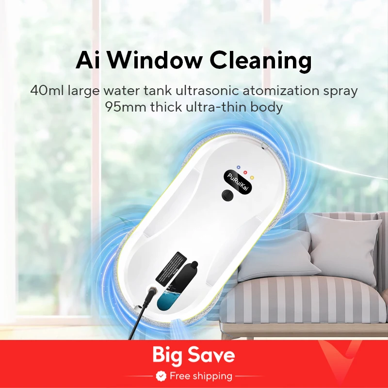 Household window automatic water spray cleaning robot vacuum cleaner remote control electric window wiper household glass wiper