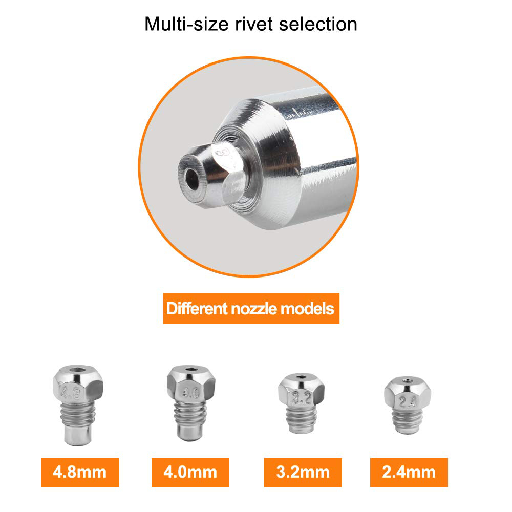Podofo-Elétrica Rivet Gun Broca Adaptador, Conector de Conversão Sem Fio, Nut Gun Bit, 2.4-4.8mm, Ferramenta Bico