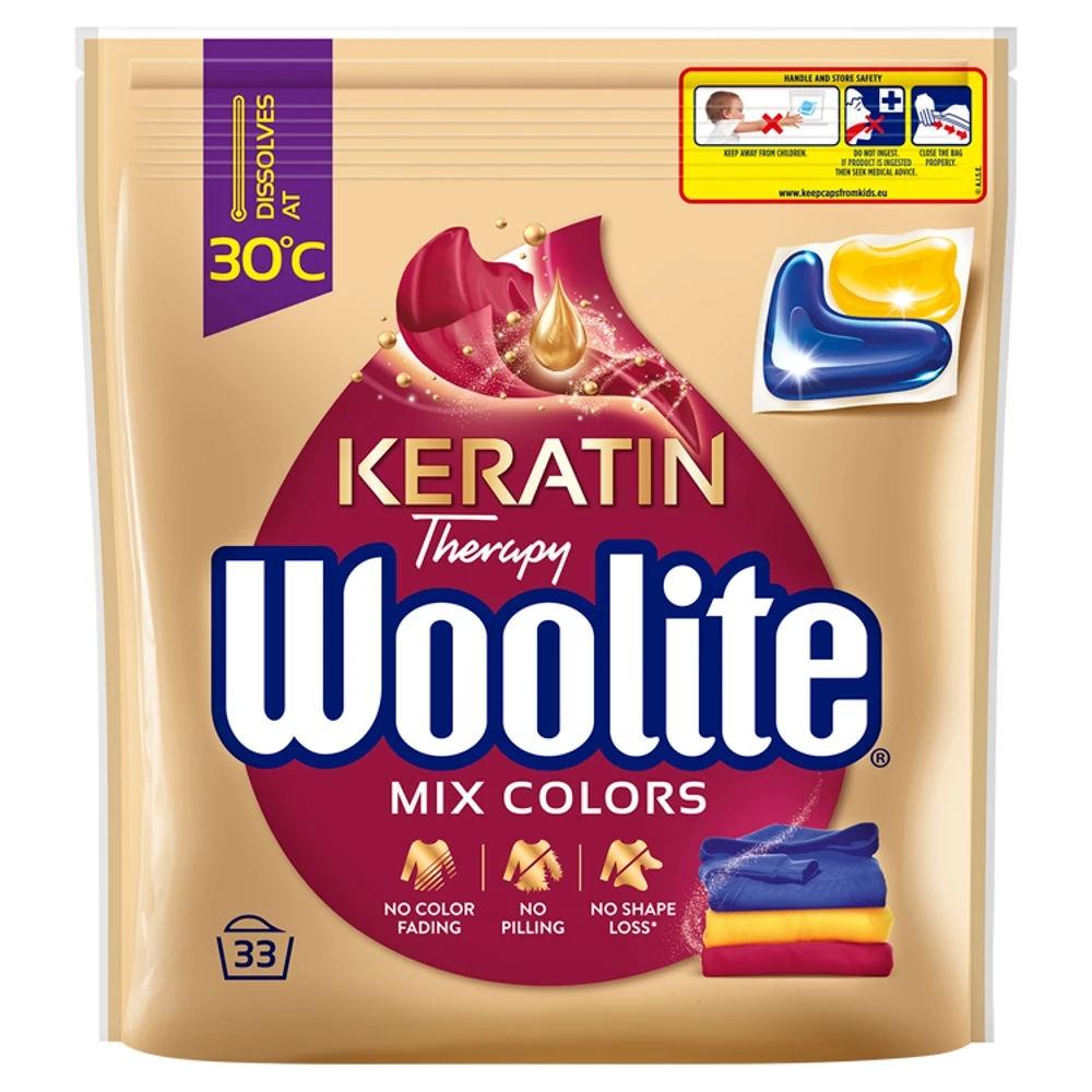 Kapsułki do prania WOOLITE Colors do kolorów z keratyną 33szt