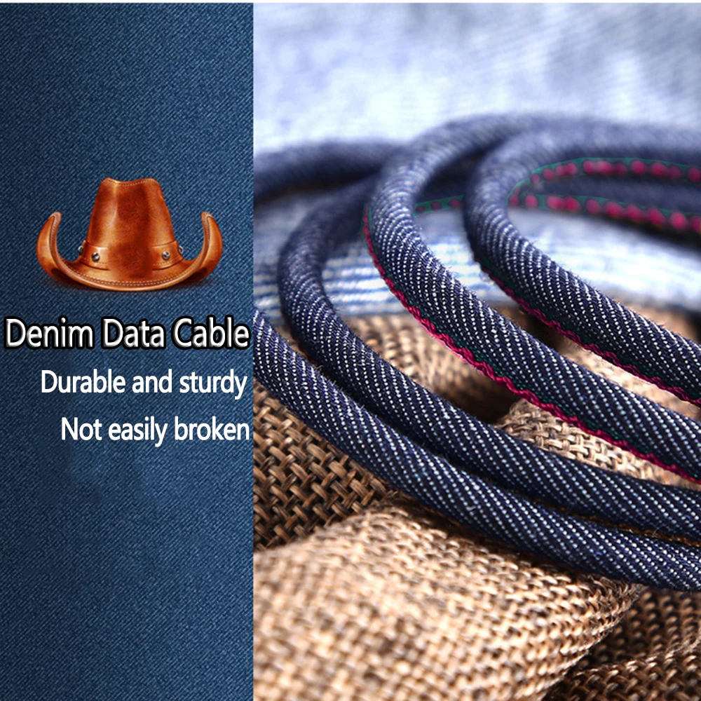 USB A zu Typ C Denim Datenkabel geeignet für Android Samsung HuaWei Typ C Schnellladekabel USB C Handy Aufladen 1M