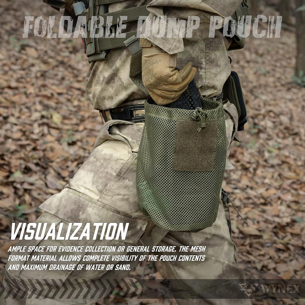 ยุทธวิธีMolle Dump Pouch Outdoor Roll-Up Drawstringนิตยสารยูทิลิตี้พับเอวกระเป๋าตาข่ายพับกีฬาการล่าสัตว์EDCกระเป๋า