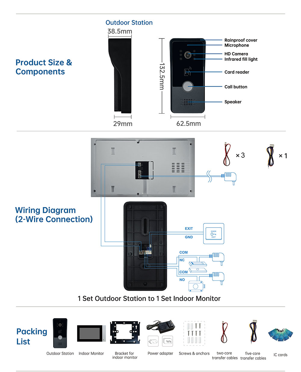 3in1 Entsperren Wifi Türklingel Zwei-Draht Video Intercom System Für Home Türsprechanlage Tuya Smart 1080P Touch Monitor Sicherheit schützen