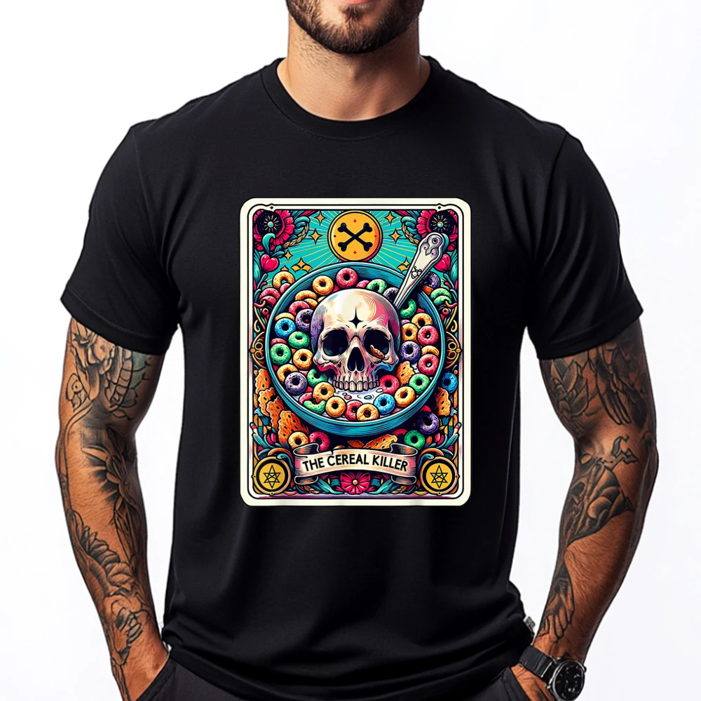 The Cereal Killer kaus antik kartu Tarot Lucu Halloween longgar