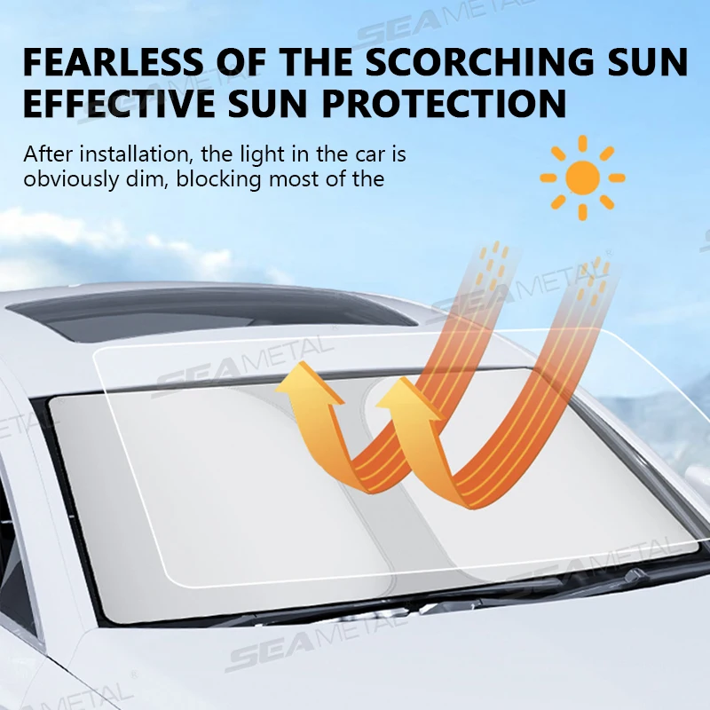 SEAMETAL Parabrezza per auto Parasole Copertura Pieghevole Finestrino anteriore Parasole Blocchi UV Reflesso Parasole per auto Parasole Copertura protettiva