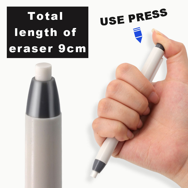 11Pcs/Set New Creative Pen Shape Press Type Pencil Eraser with Replaceable Core Sketching Painting Writing Erase Supplies