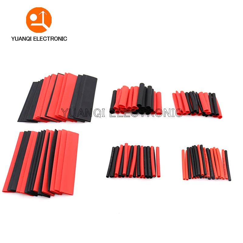 127 Chiếc Nhiệt Ống Dây Thu Nhỏ Bọc Ống Kết Nối Dây Dán Bảo Vệ Cáp Đỏ Đen Chống Nước Co 2:1