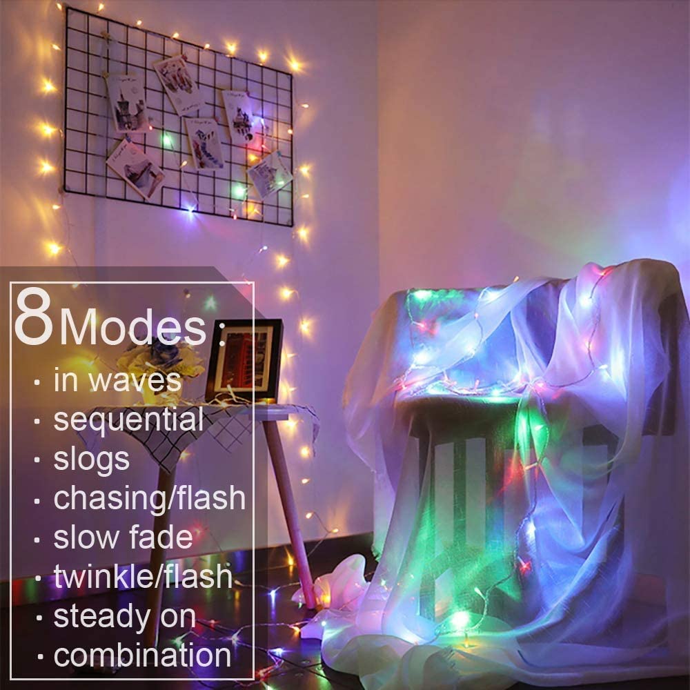 Guirnalda de cortina LED con 8 modos para decoración de Año Nuevo, Navidad, boda