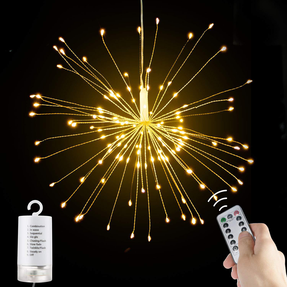 Feuerwerk, Lichterketten, Blumengirlanden, batteriebetriebene LED-Lichterketten, ferngesteuertes Camping im Freien, Partys, Gärten, Weihnachten