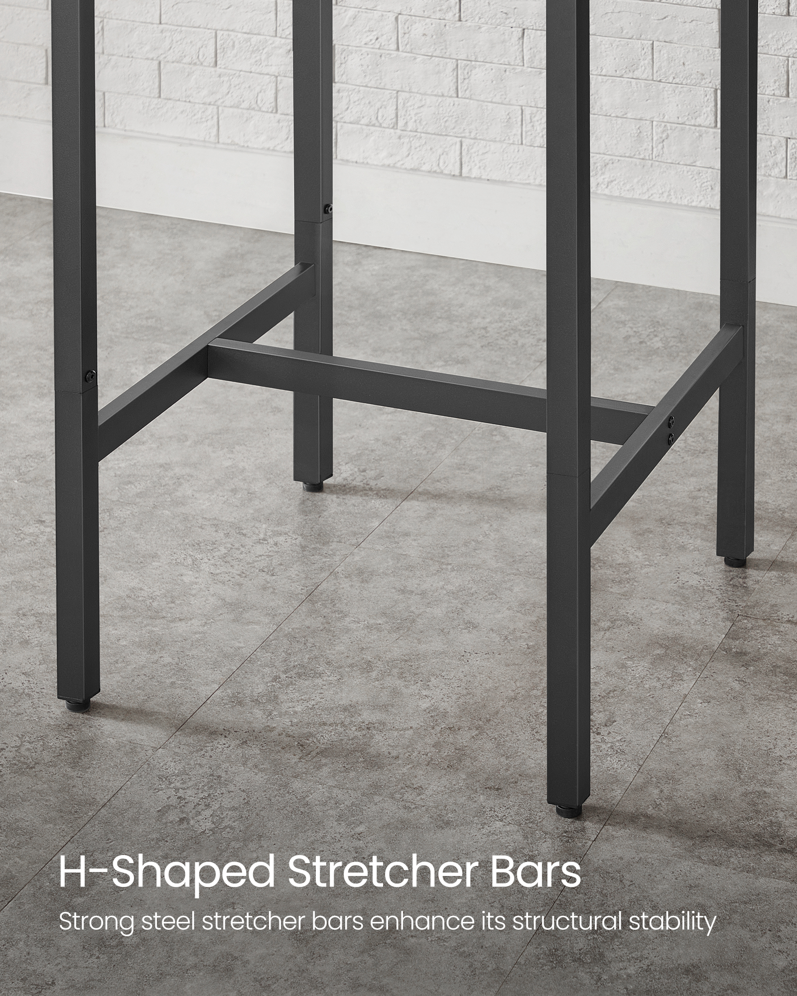 VASAGLE Breakfast Bar, Square Tall Bar Table, Heavy-Duty Steel Frame, 60 x 60 x 92 cm, Easy Assembly, for Kitchen Living Room