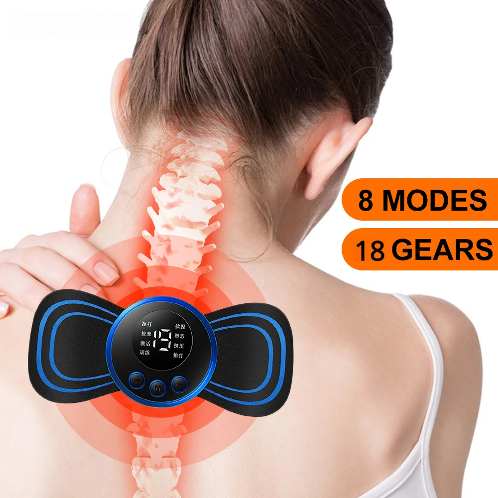 EMS Collo Massaggiatore Mini Cervicale Schiena Muscolo Patch di Sollievo Dal Dolore Massaggiatore Stimolatore Zerbino Portatile Gamba Corpo Strumento di Assistenza Sanitaria