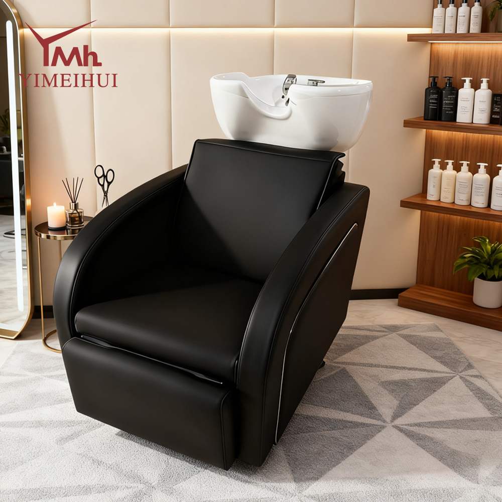 Hair Salon Backwash Washing Chair Massage Shampoo Bowl Bed Chair With Electric Leg-Rest