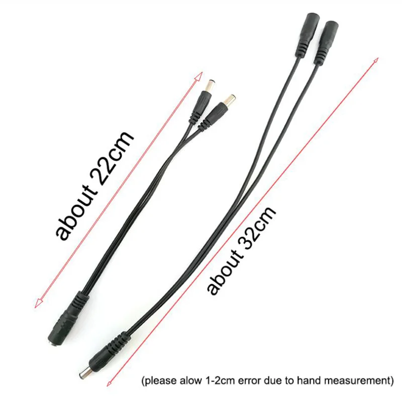 5.5 มม.* 2.1 มม.1 หญิง 2 ตัวเชื่อมต่อชายหญิงปลั๊ก DC Power Splitter สายกล้องวงจรปิด LED Strip Light อะแดปเตอร์จ่ายไฟ
