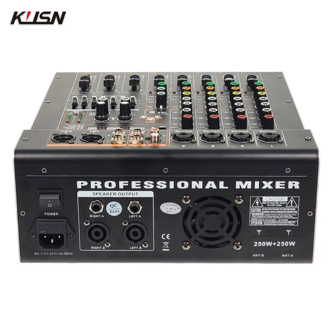 4 Channel 250W X2 Amplifier Mixer 99 DSP Digital Professional Powered Audio Mixing Music Console Sound Mixer With Bluetooth USB