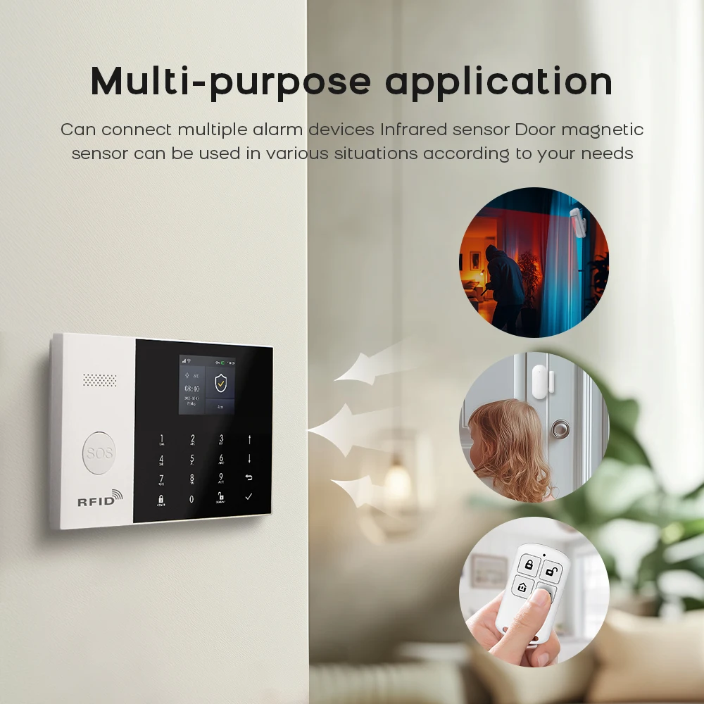 PGST Residential Tuya Smart Gsm Wifi Alarm System dla domu Bezprzewodowy alarm bezpieczeństwa Dom Smart Life Kontrola aplikacji praca z ALexa