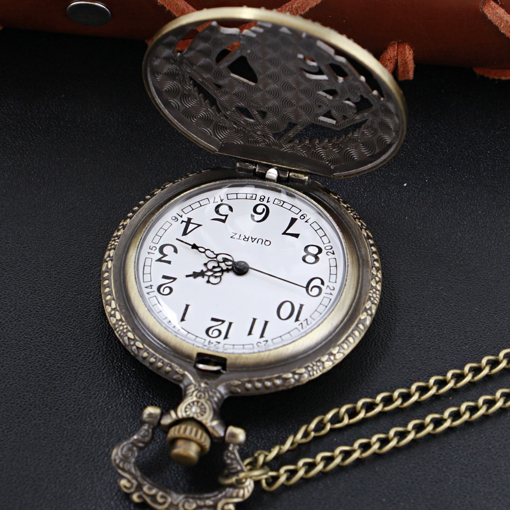 Alchemist oco steampunk relógio de bolso de quartzo caixa de bronze colar pingente relógio corrente masculino e feminino presente de natal reloj