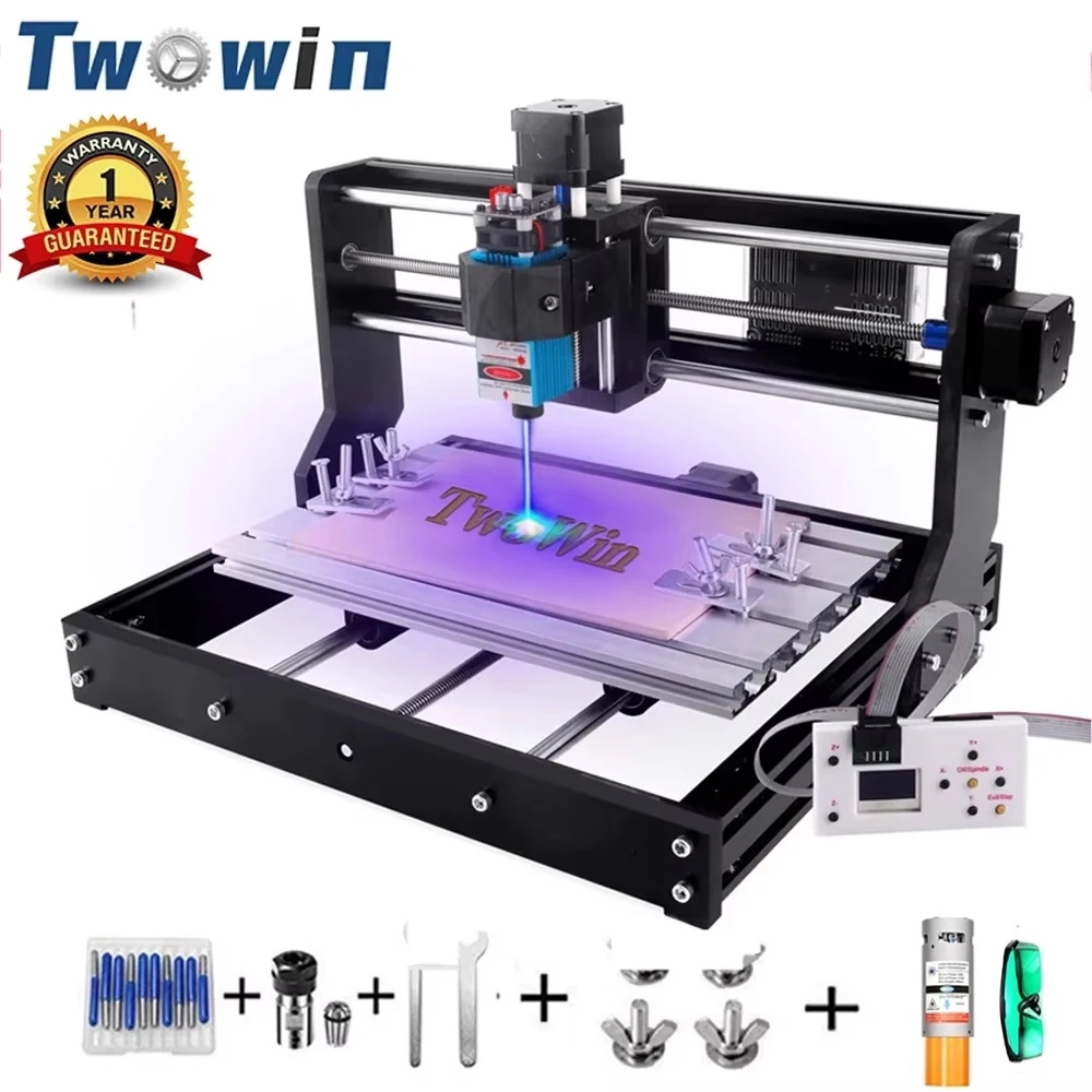TWOWIN 3018 PRO CNC Router 40W เลเซอร์ GRBL ควบคุม 200W แกน PCB ตัดเครื่องโลหะ DIY แกะสลัก
