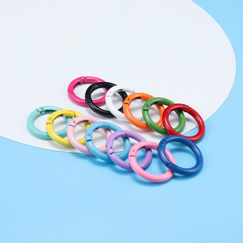 10/50Pcs Metal O Ring Spring Clasp Openable Round Carabiner Keychain Clips Hook Dog Chain DIY Jewelry Buckle Connector